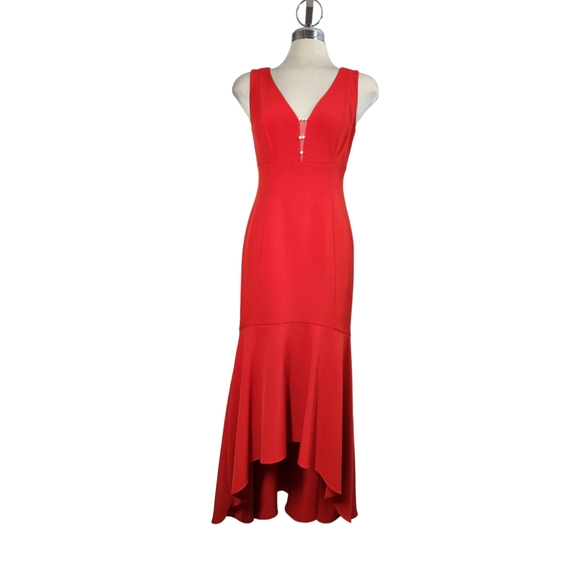 Karl Lagerfeld Paris size 2 elegant evening gown red with pearl embellishments - Picture 2 of 9